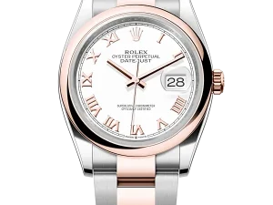Rolex Datejust 36 Steel & Rose Gold 126201 White Roman Oyster Chronologie