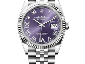 Rolex Datejust 36 Steel & White Gold 126234 Aubergine VI IX Roman Jubilee Chronologie