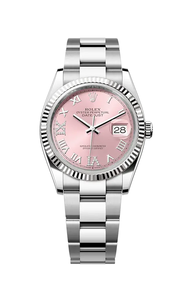Rolex Datejust 36 Steel & White Gold 126234 Pink VI IX Roman Oyster Chronologie Rolex Datejust 36 Steel & White Gold 126234 Pink VI IX Roman Oyster Chronologie