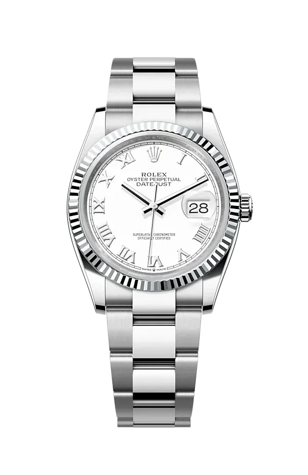 Rolex Datejust 36 Steel & White Gold 126234 White Roman Oyster Chronologie Rolex Datejust 36 Steel & White Gold 126234 White Roman Oyster Chronologie
