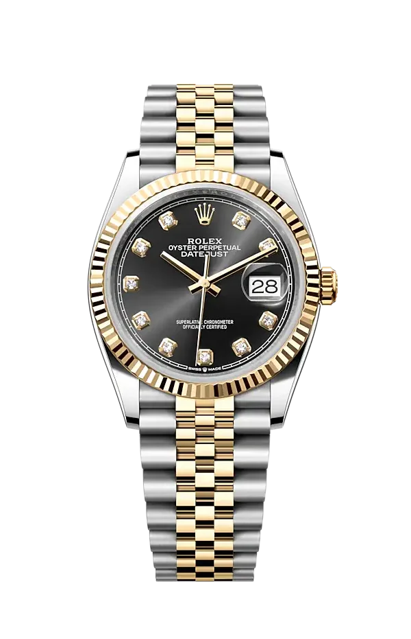 Rolex Datejust 36 Steel & Yellow Gold 126233 Black Diamond Jubilee Chronologie Rolex Datejust 36 Steel & Yellow Gold 126233 Black Diamond Jubilee Chronologie