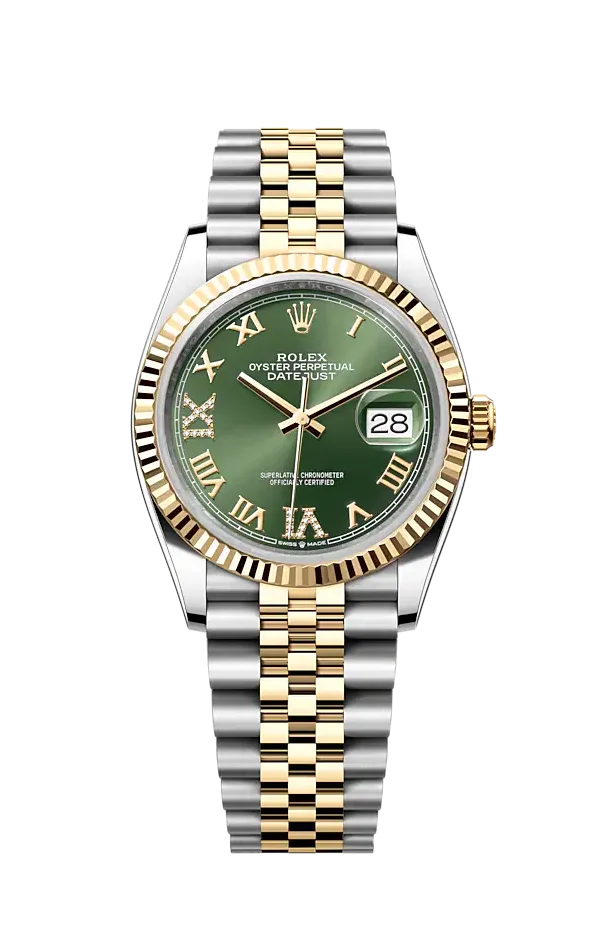 Rolex Datejust 36 Steel & Yellow Gold 126233 Olive Green VI IX Roman Jubilee Chronologie Rolex Datejust 36 Steel & Yellow Gold 126233 Olive Green VI IX Roman Jubilee Chronologie