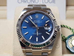 Rolex Datejust 41 Steel & White Gold 126334 Blue Index Oyster Chronologie