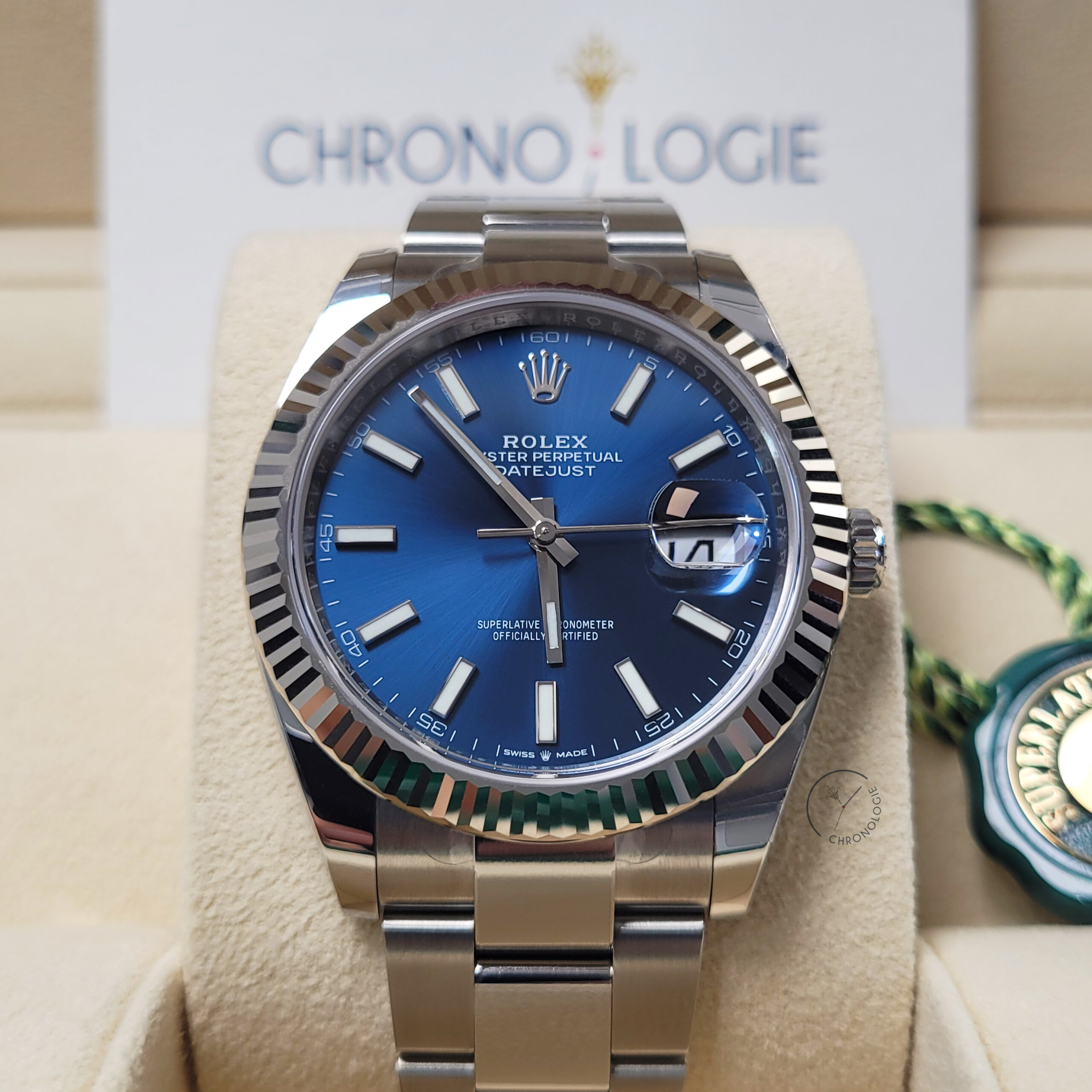 Rolex Datejust 41 Steel White Gold 126334 Blue Index Oyster