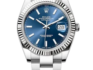 Rolex Datejust 41 Steel & White Gold 126334 Blue Index Oyster Chronologie