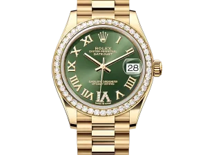 Rolex Datejust 31 Yellow Gold 278288RBR Olive Green VI Roman President Chronologie