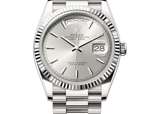 Rolex Day-Date 36 White Gold 128239 Silver Index President Chronologie