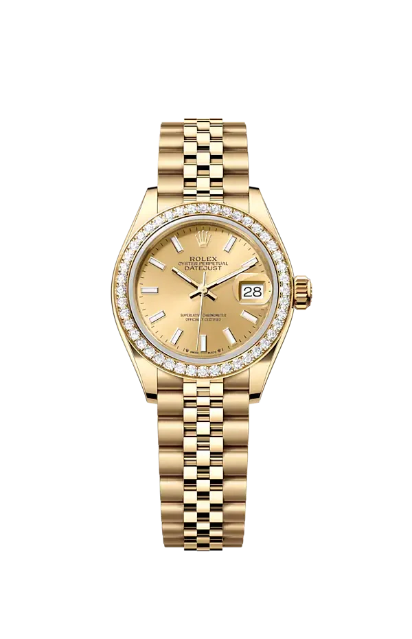 Rolex Lady Datejust 28 Yellow Gold 279138RBR Champagne Index Jubilee Chronologie Rolex Lady Datejust 28 Yellow Gold 279138RBR Champagne Index Jubilee Chronologie
