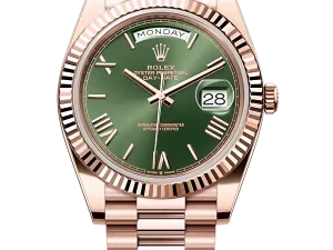 Rolex Day-Date 40mm Everose Gold 228235 Olive Green Roman President Chronologie