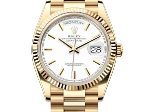 Rolex Day-Date 36 Yellow Gold 128238 White Index President Chronologie
