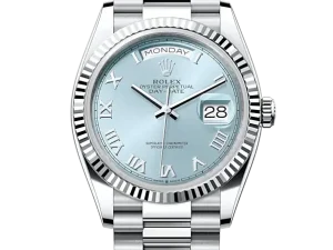 Rolex Day-Date 36mm Platinum 128236 Ice-Blue Roman President Chronologie