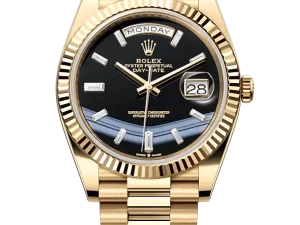 Rolex Day-Date 40mm Yellow Gold 228238 Onyx Diamonds President Chronologie
